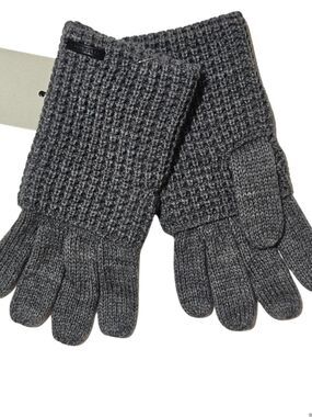 NWT All Saints Gloves Light Grey Mixed Stitch Knit Wool Blend Outdoor Winter